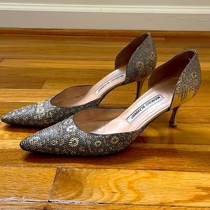 Vintage Manolo Blahnik Snake Leather Kitten Heels size 38